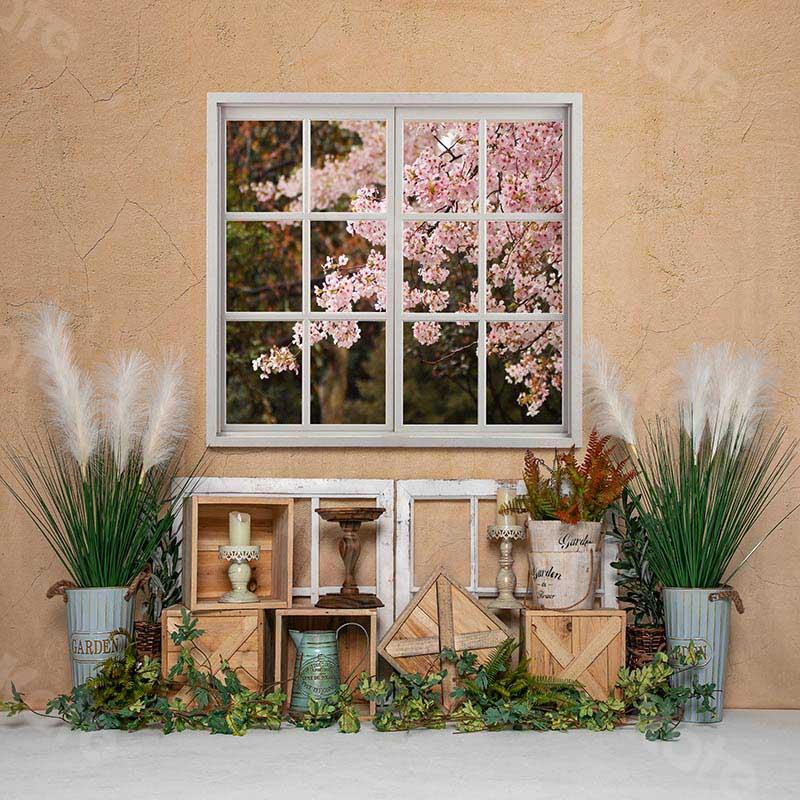 Kate Spring Indoor Window Cherry Blossoms Backdrop Designed by Emetselch - Kate Backdrop AU