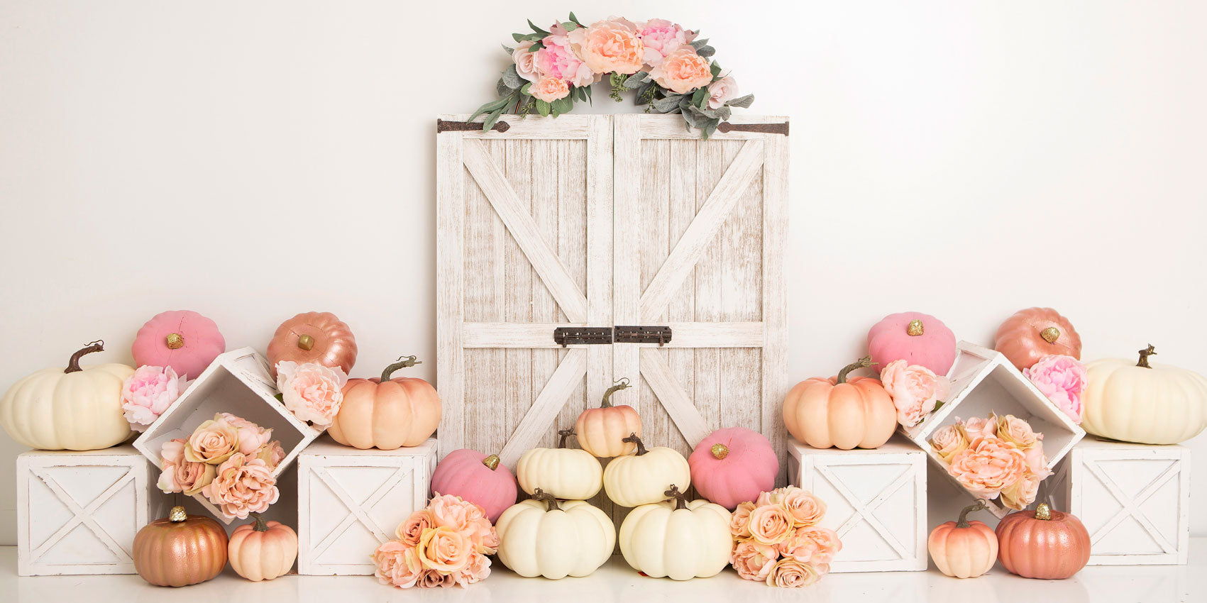 Kate Floral Pumpkin Doors Backdrop Designed by Lisa B - Kate Backdrop AU