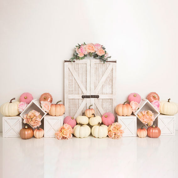 Kate Floral Pumpkin Doors Backdrop Designed by Lisa B - Kate Backdrop AU