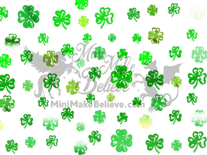 Kate St. Patrick's Day Green Clovers White Backdrop Designed by Mini MakeBelieve - Kate Backdrop AU