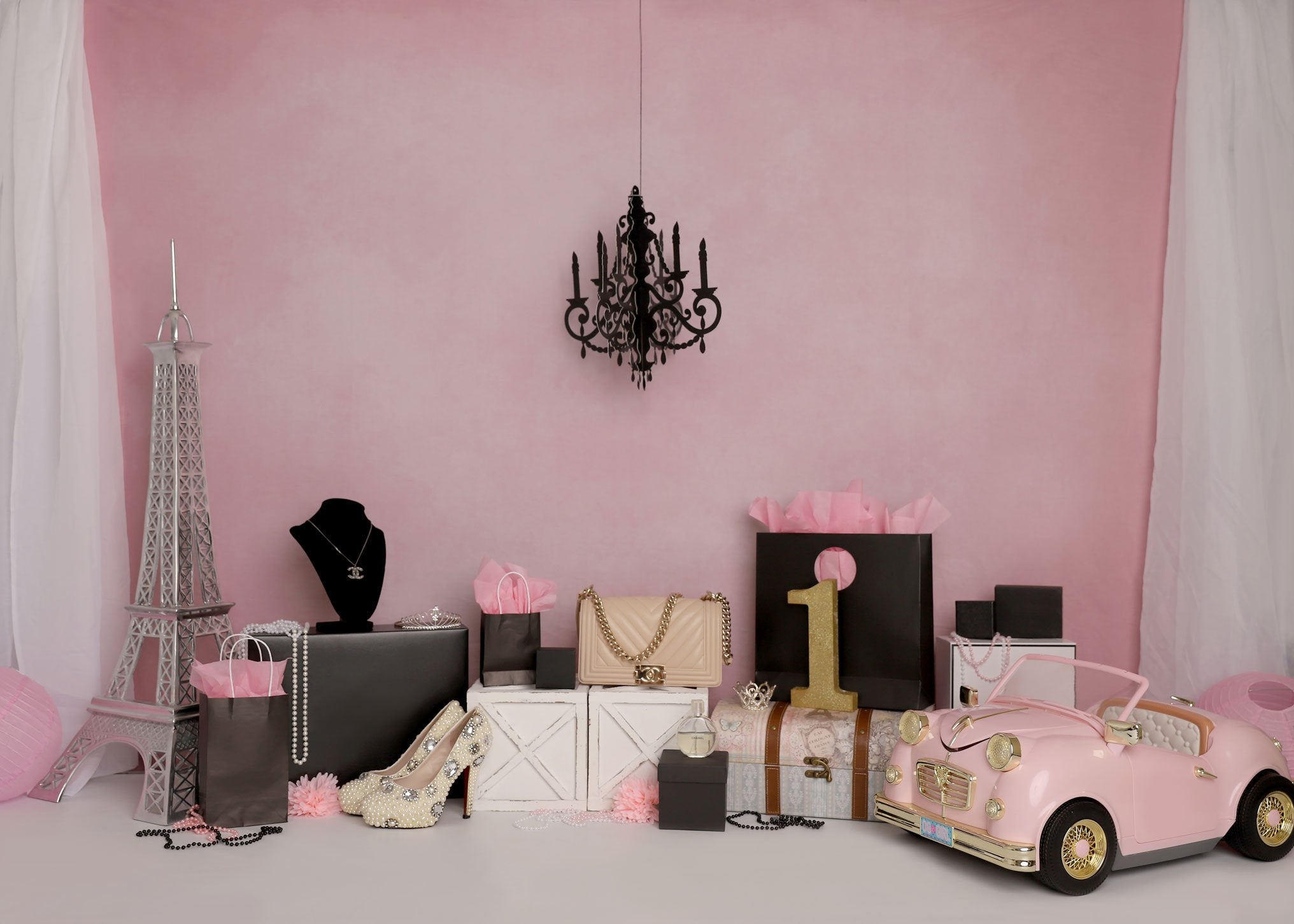 Kate Shopping Party Car Pink Backdrop Designed by Melissa King - Kate Backdrop AU