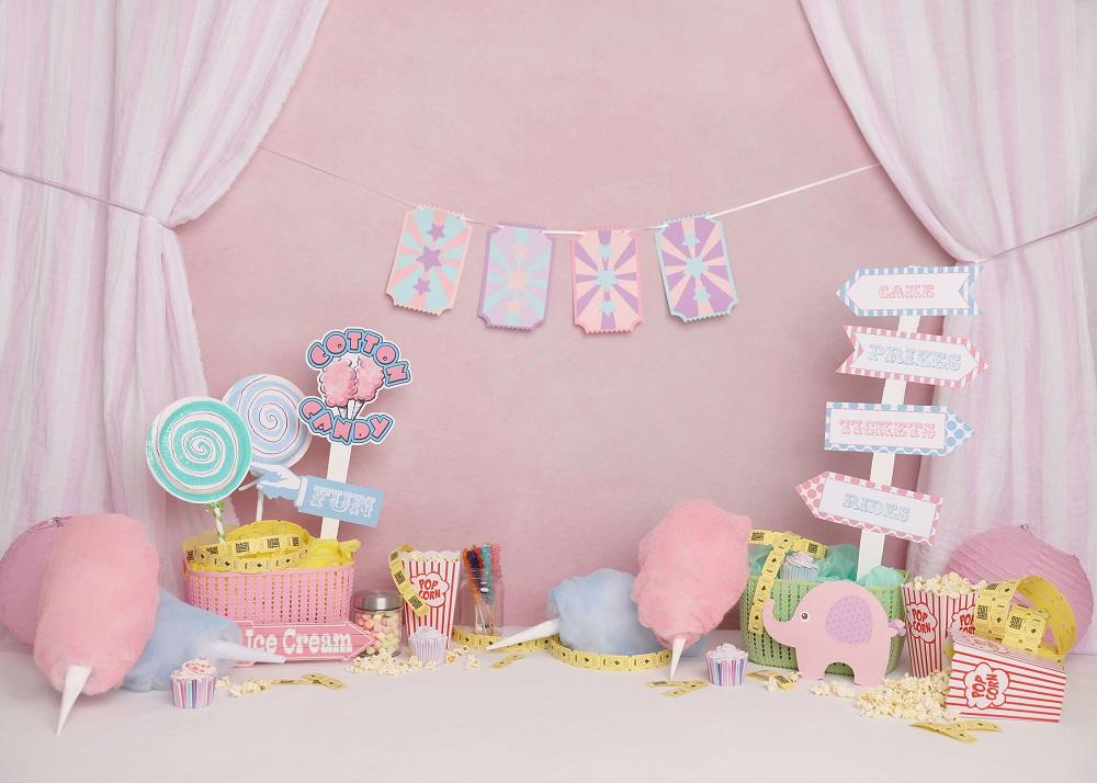 Kate Pink Birthday Carnival Backdrop Designed by Melissa King - Kate Backdrop AU