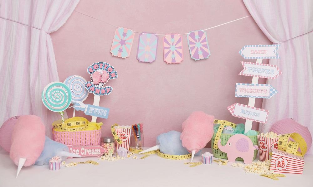 Kate Pink Birthday Carnival Backdrop Designed by Melissa King - Kate Backdrop AU