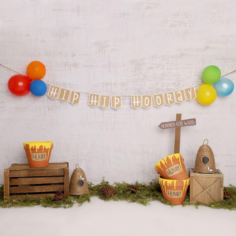 Kate Pooh Cake Smash Bee Birthday Backdrop Designed by Melissa King - Kate Backdrop AU