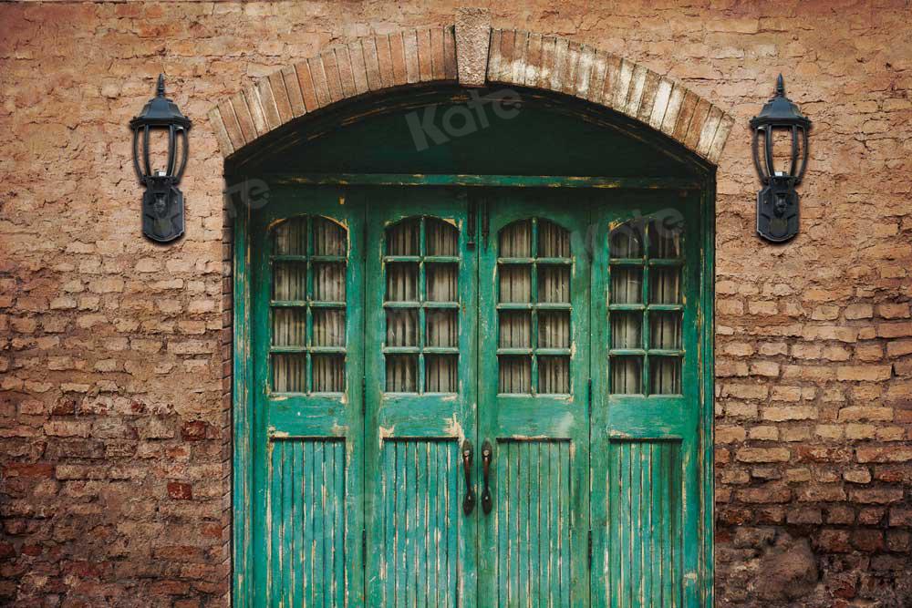 Kate Blue Door in Front Brick Wall Backdrop for Photography - Kate Backdrop AU