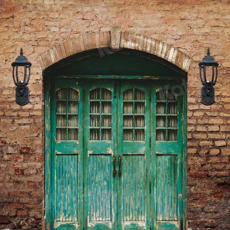 Kate Blue Door in Front Brick Wall Backdrop for Photography - Kate Backdrop AU