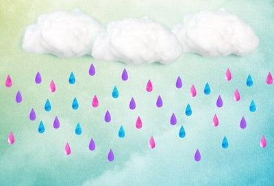 Kate Clouds And Colored Rain Baby Shower Backdrop AU for Photography ...