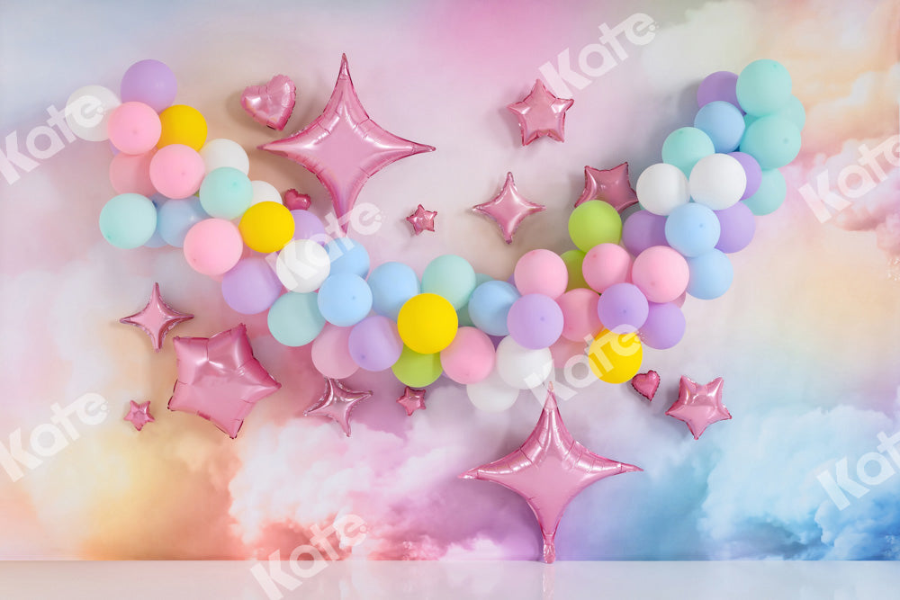 Kate Fantasy Colorful Balloons Backdrop Cake Smash Designed by Emetselch - Kate Backdrop AU