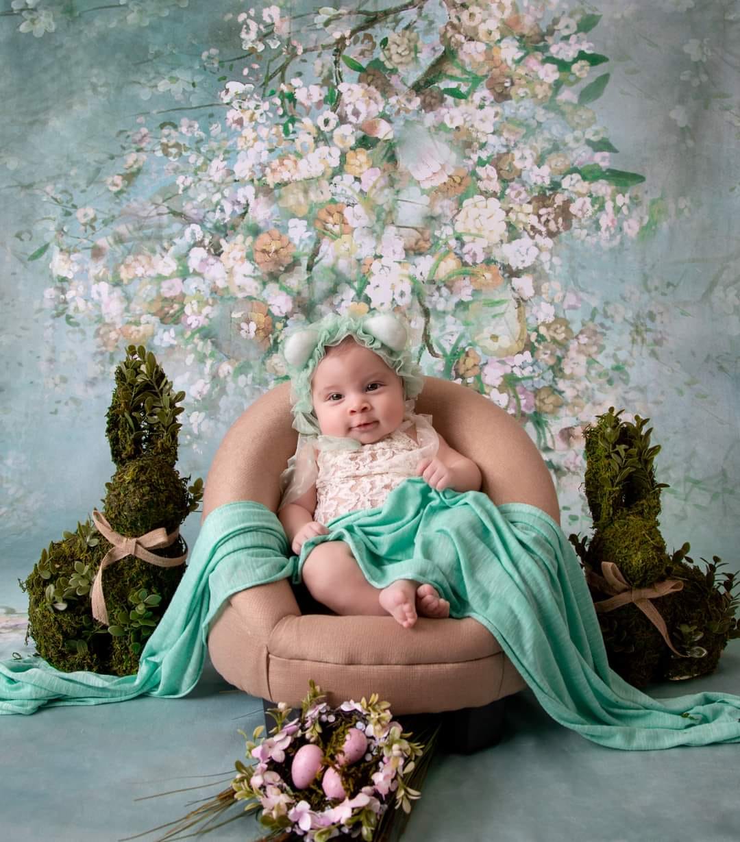 Kate Painting Like Green Spring Flowers Backdrop printed Background - Kate Backdrop AU