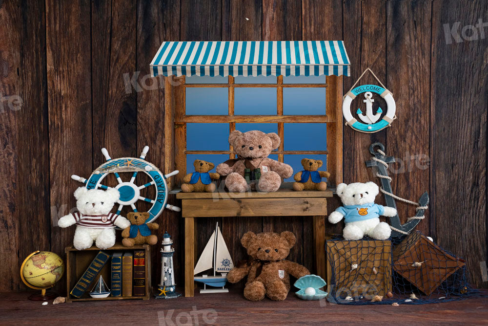 Kate Summer Backdrop Sailing Bear Wood Designed by Emetselch - Kate Backdrop AU