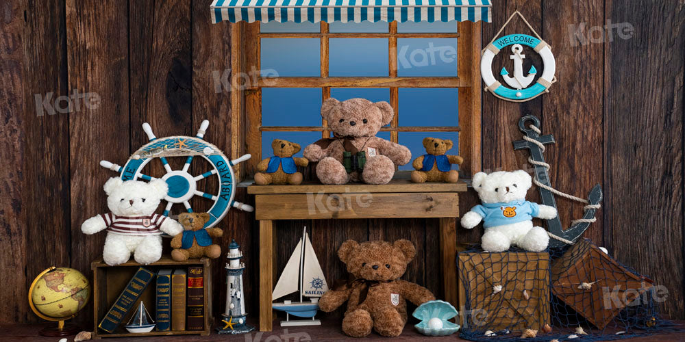 Kate Summer Backdrop Sailing Bear Wood Designed by Emetselch - Kate Backdrop AU