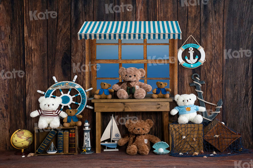 Kate Summer Backdrop Sailing Bear Wood Designed by Emetselch - Kate Backdrop AU