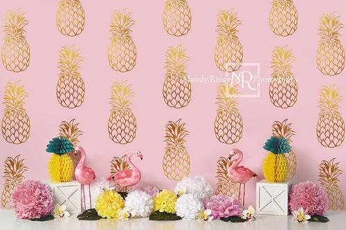 Kate Pineapples and Flamingos Backdrop Designed by Mandy Ringe Photography - Kate Backdrop AU