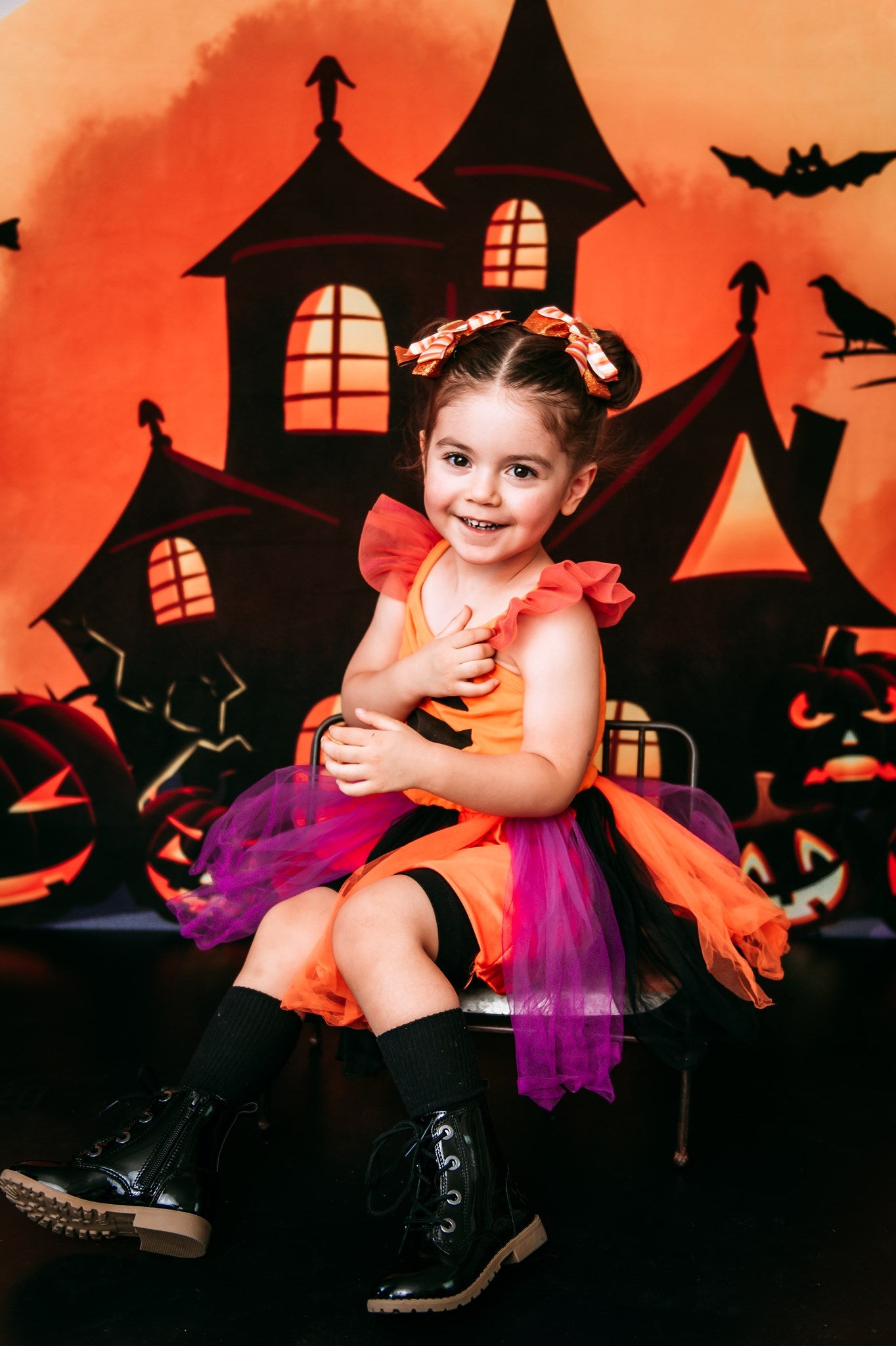 Kate Halloween Backdrop Pumpkins Witch House Designed by Chain Photography - Kate Backdrop AU