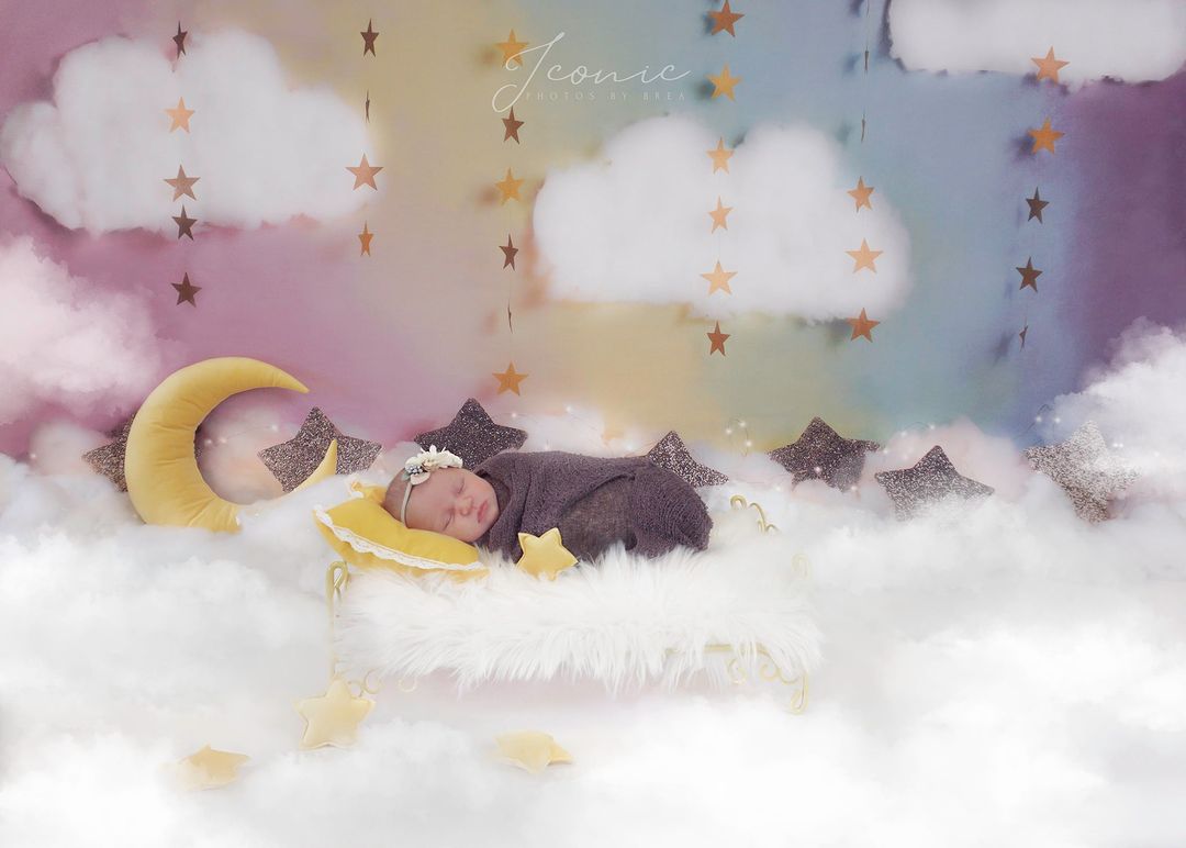 Kate Fantasy Background with Clouds Stars Children Backdrop for Photography Designed by Megan Leigh Photography - Kate Backdrop AU